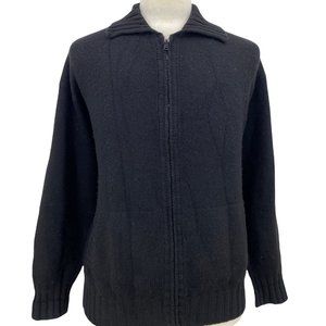 Fred Hayman Men's Casual Beverly Hills Black Full Zip Knit Sweater Size 52"